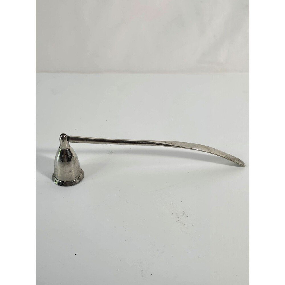 vintage silver-plated hinged-bell candle snuffer